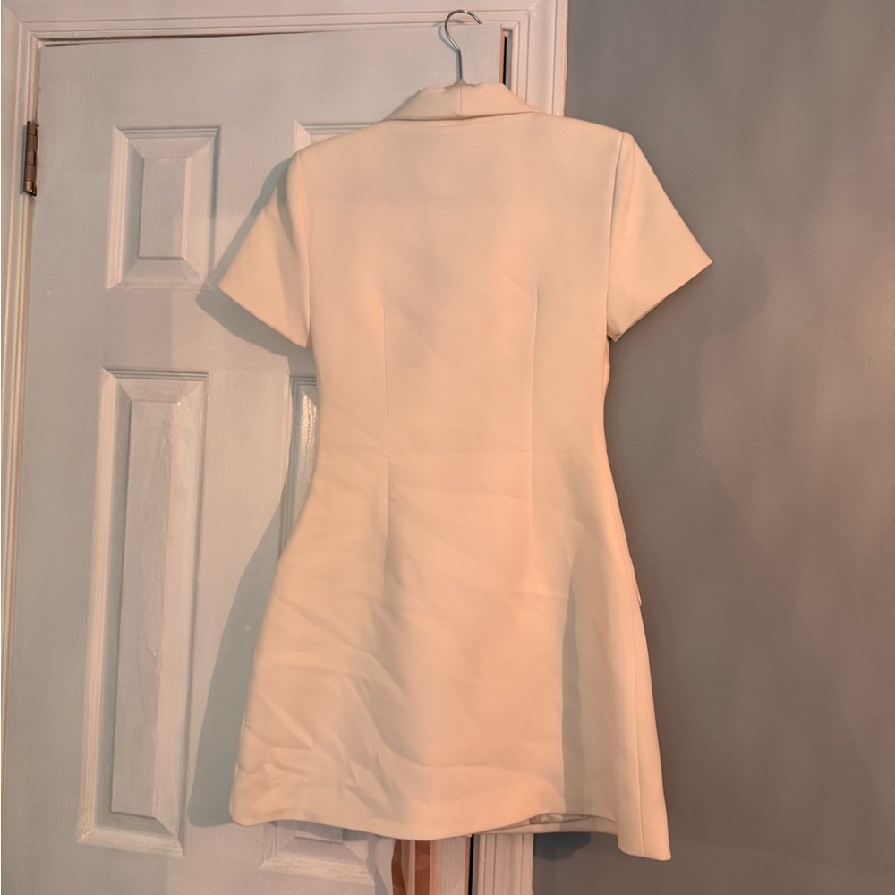 NWT Meshki Cream Paulina Collared Suiting Short-Sleeve Blazer Mini Dress - Picture 8 of 8